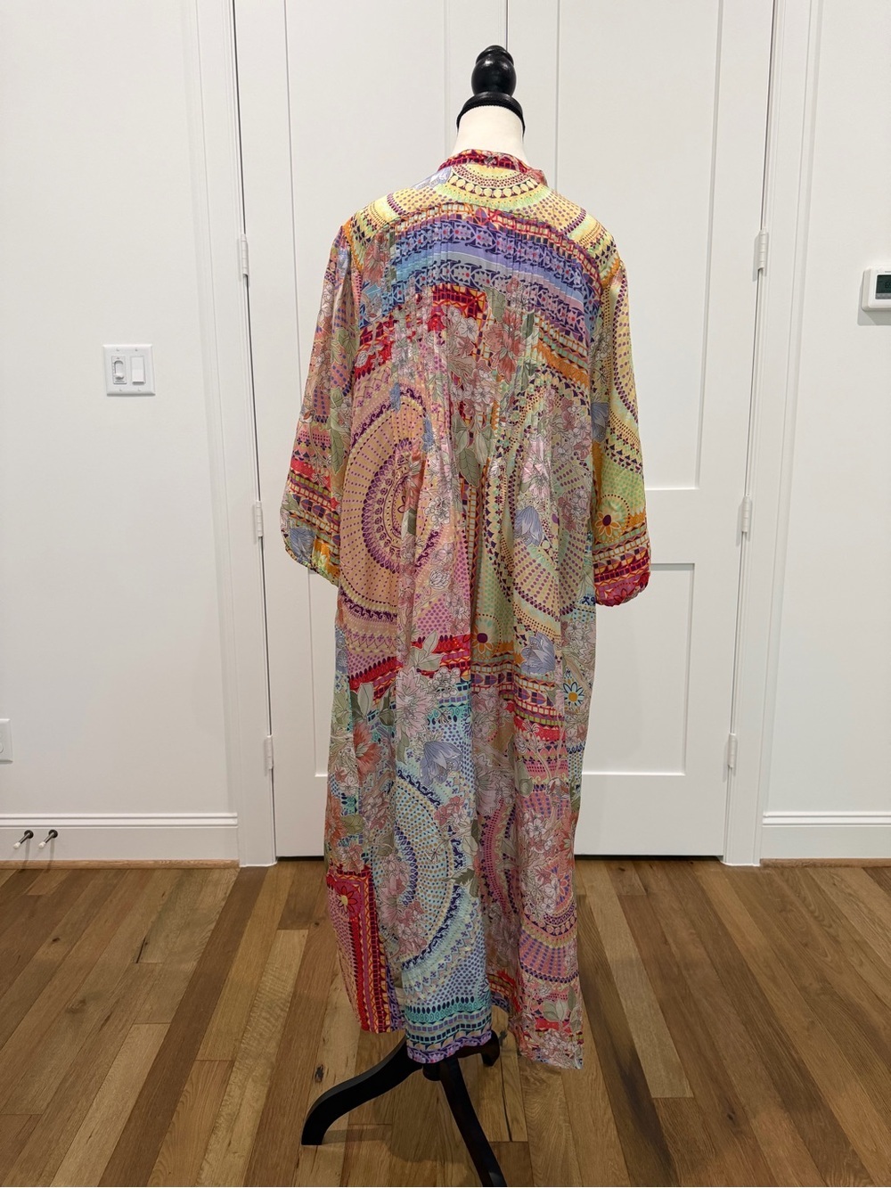 🌸 Johnny Was Britta Silk Mosaic Tile Maxi Dress XL - Picture 8 of 13